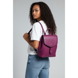 Kate Spade New York Backpack Purse Magenta Leather Drawstring Flap